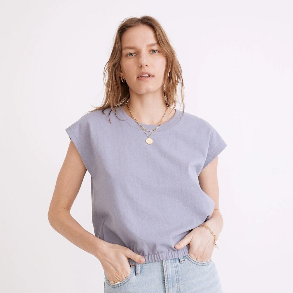Madewell Light Lavender Cap-Sleeve Tee